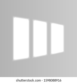 Realistic window light and shadow. Grey  background
