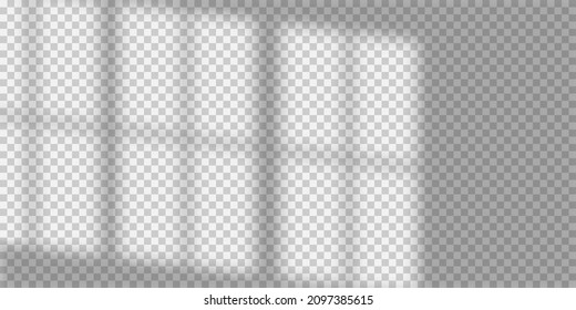 Realistic window light and shadow. Shadows, overlay effects mock up. Photo-realistic Vector illustration. Blank white background for design.