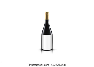 realistic Wine bottle With blank label, isolated on white Background