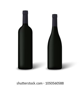 Realistic wine bottles isolated on white background. Vector illustration