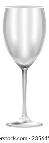 Vidrio de vino realista. Burla de recipientes de bebidas vacíos