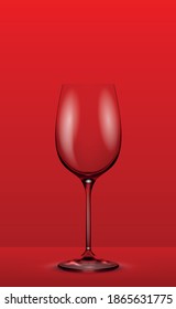 Realistic wine glass on red background - Vector illustration