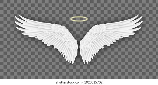 Realistic wings. Pairs of wings in motion 3d mockup. Vector illustration EPS10