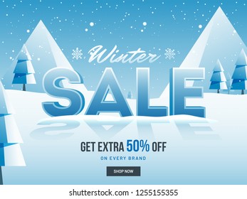 Realistic winter background, winter sale concept.