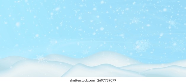 Realistic winter background, snowdrifts, snowdrifts, blizzard and wind, snow. Christmas winter landscape, 3D background with snow, vector transparent background, PNG.	
