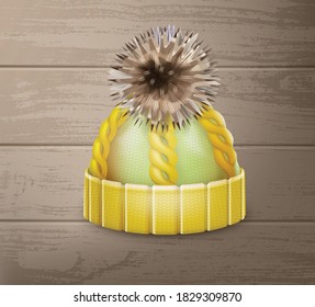 Concepto realista de ropa de invierno con iconos de sombrero de punto de guante ilustración vectorial