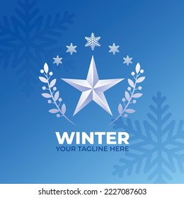 Realistic winter logo template design