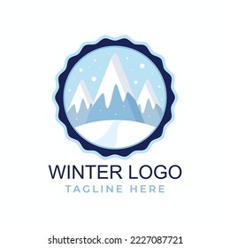 Realistic winter logo template design