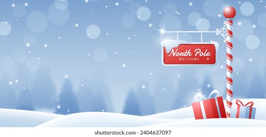 Realistic winter north pole background vector design in eps 10