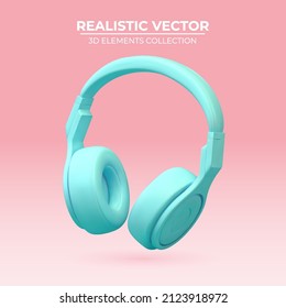 Realistic wireless earphones trendy color  3d vector headphone element  Realistic object for music game concept  poster design  flyer  website 