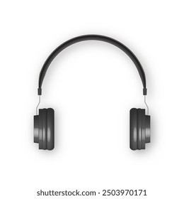 Realistic wireless headphones isolated on white background. Front view, 3D vector illustration.