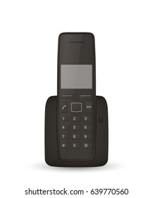 Realistic wireless phone, isolated on white background. Vector illustration.