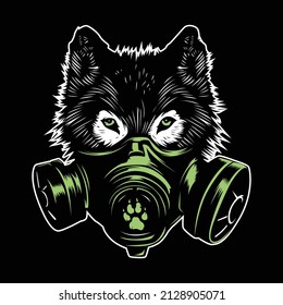 Realistic wolf head vector wearing mask