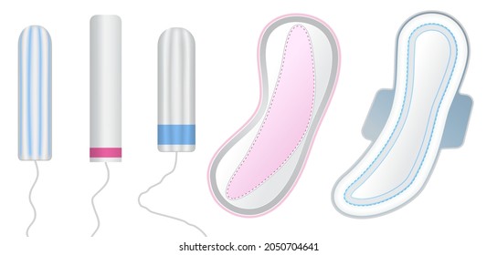 Realistic woman tampon, menstriation protection, woman healing , female product, women's pad, time menstruation.

