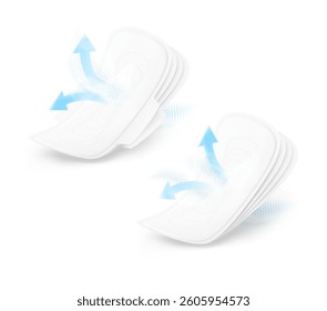 Realistic women pad mockup. Perspective view. Vector illustration isolated on white background. Сan be used for healthcare, medical and other needs. EPS10.	