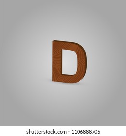 Realistic wood character from a typeset, vector illustration
