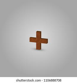 Realistic wood character from a typeset, vector illustration