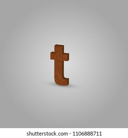 Realistic wood character from a typeset, vector illustration