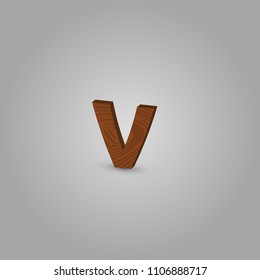 Realistic wood character from a typeset, vector illustration