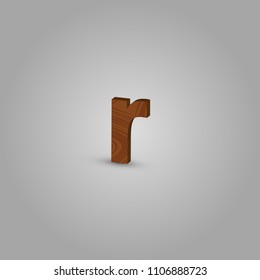 Realistic wood character from a typeset, vector illustration