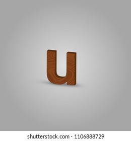 Realistic wood character from a typeset, vector illustration
