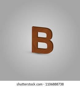 Realistic wood character from a typeset, vector illustration