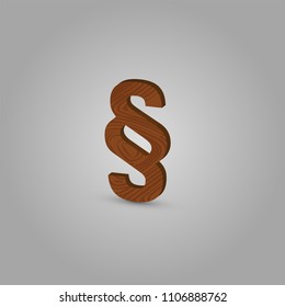 Realistic wood character from a typeset, vector illustration