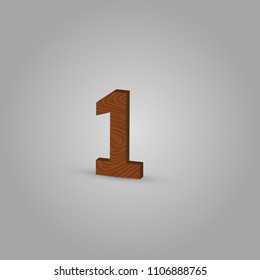 Realistic wood character from a typeset, vector illustration
