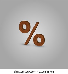 Realistic wood character from a typeset, vector illustration