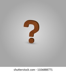 Realistic wood character from a typeset, vector illustration