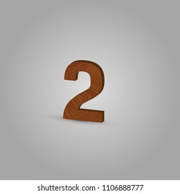 Realistic wood character from a typeset, vector illustration