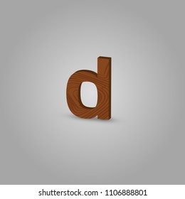 Realistic wood character from a typeset, vector illustration