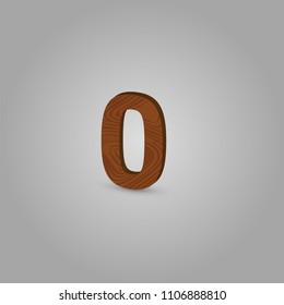 Realistic wood character from a typeset, vector illustration