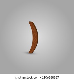 Realistic wood character from a typeset, vector illustration