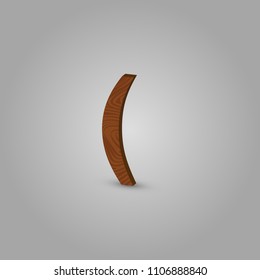 Realistic wood character from a typeset, vector illustration
