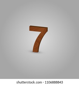 Realistic wood character from a typeset, vector illustration