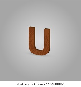 Realistic wood character from a typeset, vector illustration
