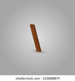 Realistic wood character from a typeset, vector illustration