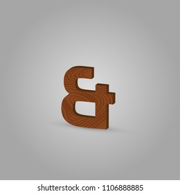 Realistic wood character from a typeset, vector illustration