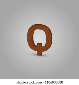 Realistic wood character from a typeset, vector illustration