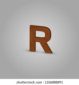 Realistic wood character from a typeset, vector illustration