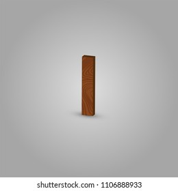 Realistic wood character from a typeset, vector illustration
