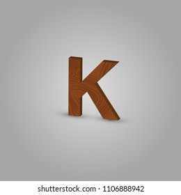 Realistic wood character from a typeset, vector illustration