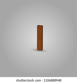 Realistic wood character from a typeset, vector illustration