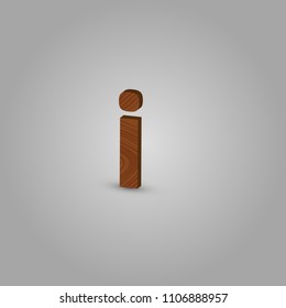 Realistic wood character from a typeset, vector illustration