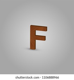 Realistic wood character from a typeset, vector illustration