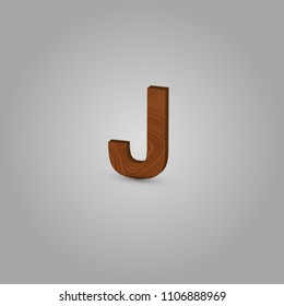 Realistic wood character from a typeset, vector illustration