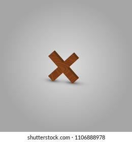 Realistic wood character from a typeset, vector illustration