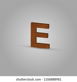 Realistic wood character from a typeset, vector illustration