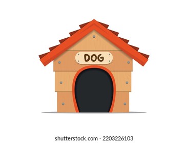 Casa de madera realista para perros aislados en ilustración vectorial de fondo blanco